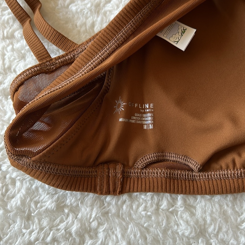 Aerie Goals Offline Medium Support Bra Brown Medium NWT - Picture 5 of 6
